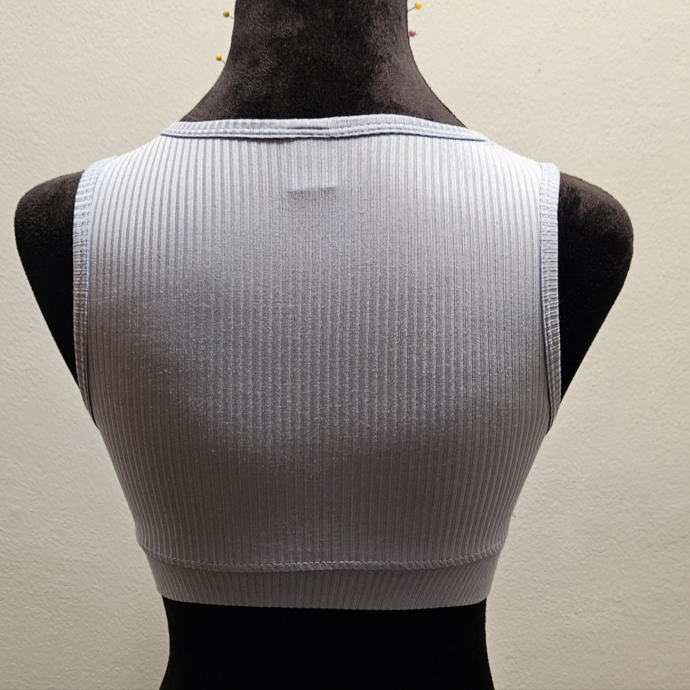Baby Blue Ribbed Tank Tops - Picture 4 of 5